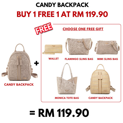 CANDY BACKPACK - FLORAL CD, LATTE